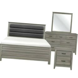 Bedroom Set 4 Piece Queen MODERN GRAY!