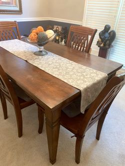 Solid Wood Dining Room Table + Chairs