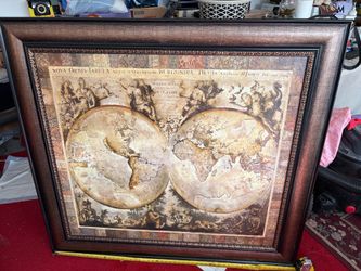 Large Framed NOVA ORBIS Tabula old world map ART