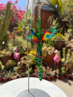 Beaded Hummingbird Keychain Ornament