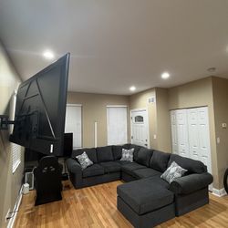 Large Grey Sectional Sofa Couch 