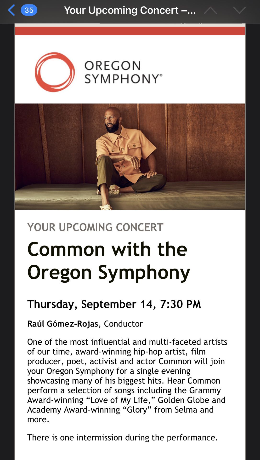 Common with the Oregon Symphony 9/14