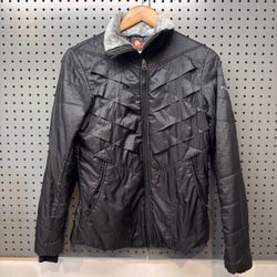 Columbia Women's Black Omni-Heat Interchange Winter Jacket - Faux Fur Collar, Size L