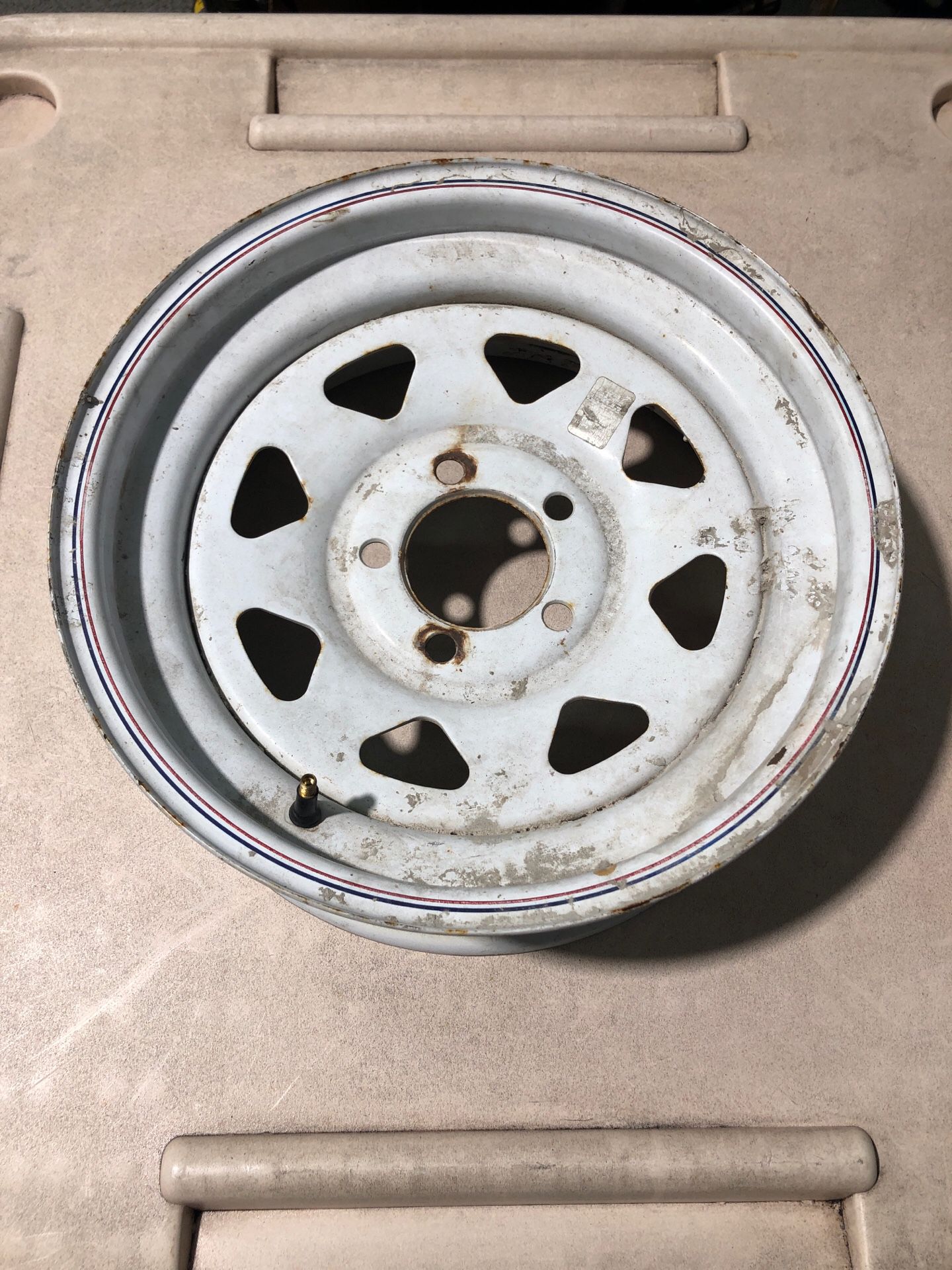 16” 5 lug trailer wheel $20