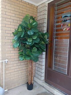 6 ft New Artificial Fiddle Leaf Fig Tree W/ Natural wood trunk
