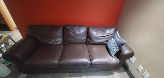 Brown Leather 3-Seat Sofa $120