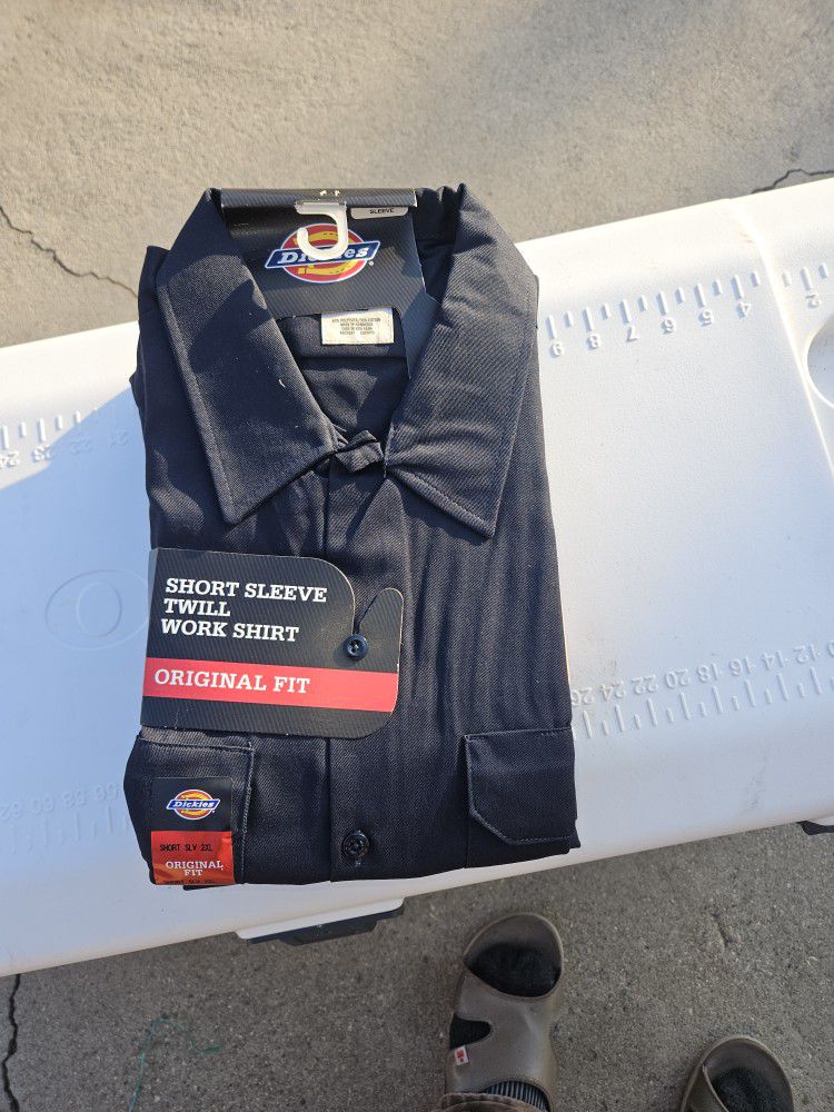 Dickies 2XL Short Sleeve Work Shirt, Navy Blue 4pk