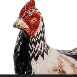 Majolica Porcelain Chicken Hen