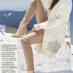 Pearl Embellished Long Cardigan Sweater 