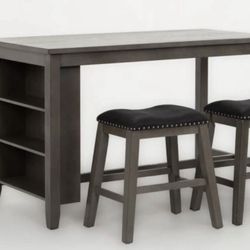 Grey Counter Height Dining With Shelves & 2 Stools $390  OBO
