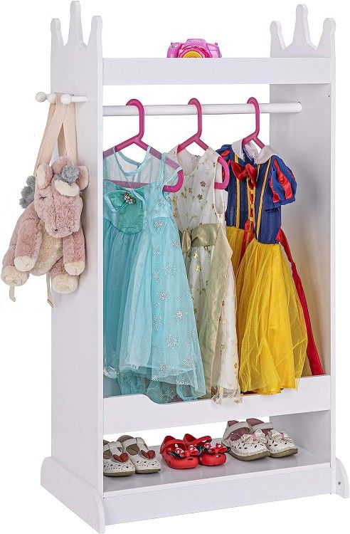 UTEX Kid’s See and Store Dress-up Center, Costume Closet for Kids, Open Hanging Armoire Closet, Pretend Storage Kids, Costume Dresser for Kids Bedroom