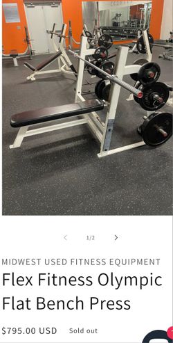 Flex Fitness Heavy Duty Olympic Flat Bench, Includes Olympic Bar