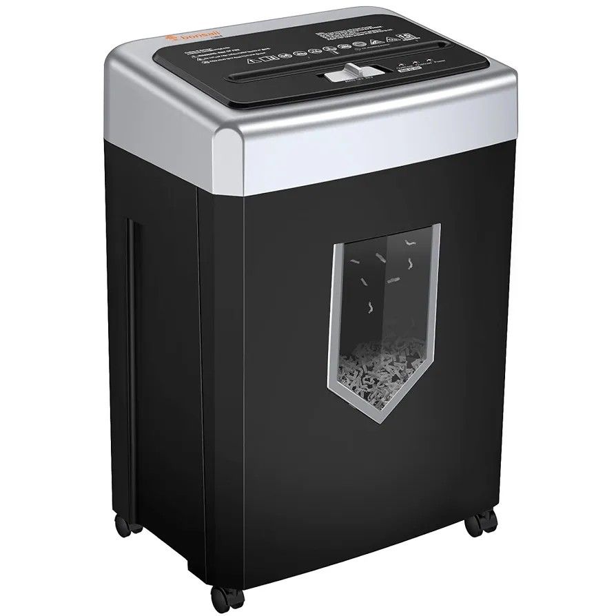 15-Sheet Office Paper Shredder, 40 Mins Heavy Duty Shredder for Home Office, Crosscut Shreder with Anti-Jam System & P-4 High Security Supports CD/Cre