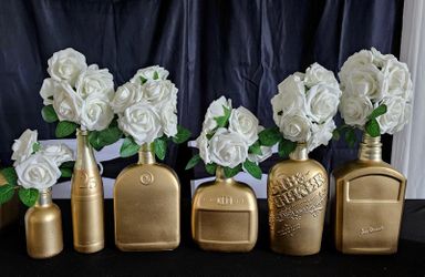 Gold Liquor Bottle Vases Wedding Decorative Accent