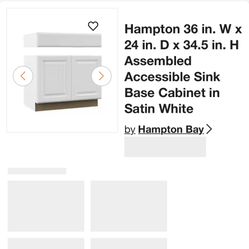 Satin White Vanity For Kitchen Sink 36 Inch Hampton Bay