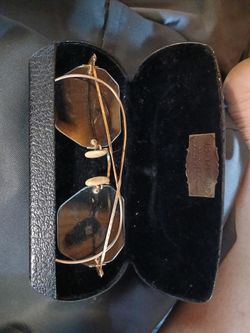 Vintage Octagon Shuron Gold Framed Eyeglasses with Case