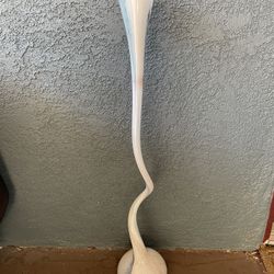 38" Vintage Murano Venini Style Twisted White Tall Glass Vase 2000s