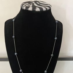 Custom Handmade Black Spaced Pearl Necklace – .925 Sterling Silver