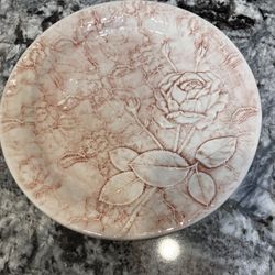 Vintage italy majolica pink lace rose plate 8” #3