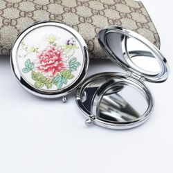Creative mini landscape double-sided round mirror cute metal makeup mirror portable beauty small mirror 