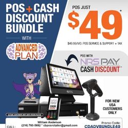 POS System * Cash Discount Cc Processing* Advance Software