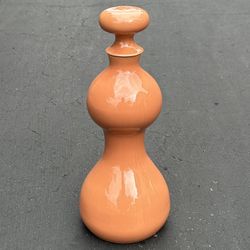 California Pottery Decanter Bottle 412 Ceramic Genie Apricot Orange Color Vintage