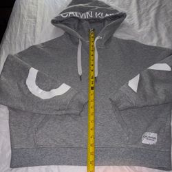 Calvin Klein Performance Logo Hoodie in Gray & White Size Small Like New