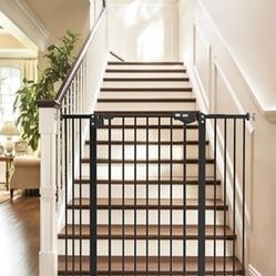 InnoTruth 36" Tall Dog Gate for Stairs, 29-39.6” Auto Close Baby Gate Crafted for Child Protection with 2.24" Slots, Dual-Lock Safety Design and Wall-