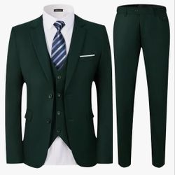 Mens 3pc Slim Fit tuxedo Suit Dark Green size 3x NEW 