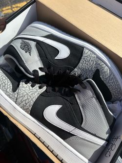 Air Jordan 1 Mid Black Grey Elephant Print