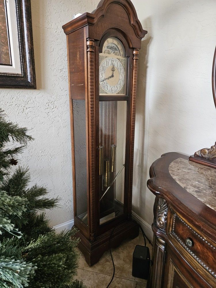 Grandfather Clock  And Glass Shelves