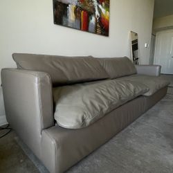 Sofa 95” X 36” , Made Italy, Leather Beige. Only Still Next Saturday