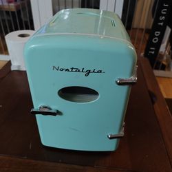 Nostalgia Retro Countertop Mini Fridge (or Warmer) Aqua 6 Cans Or Make-up Cooler
