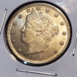 1896 USA 5 CENTS ANTIQUE RESTRIKE COIN 