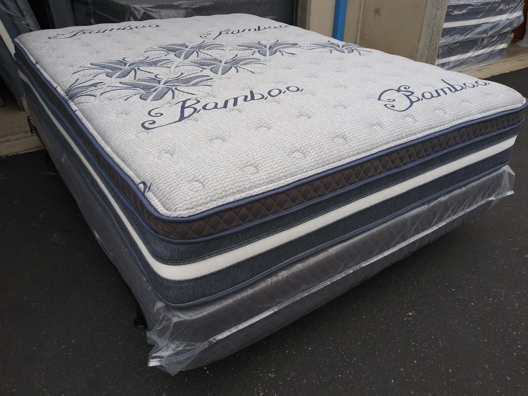 ♦Limited Edition Bamboo Siesta Europillow Top Queen Size Mattress and Boxspring♦