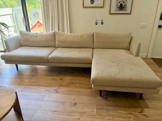 Beige Fabric Sectional Sofa with Chaise