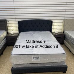 Queen Bed 🛏️ Headboard Frame With Mattress Set For Only $320