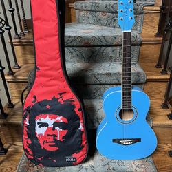 Blue Acoustic Guitar With Case 