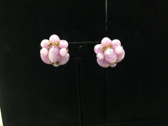 Vintage light amethyst cluster clip on earrings signed W GERMANY