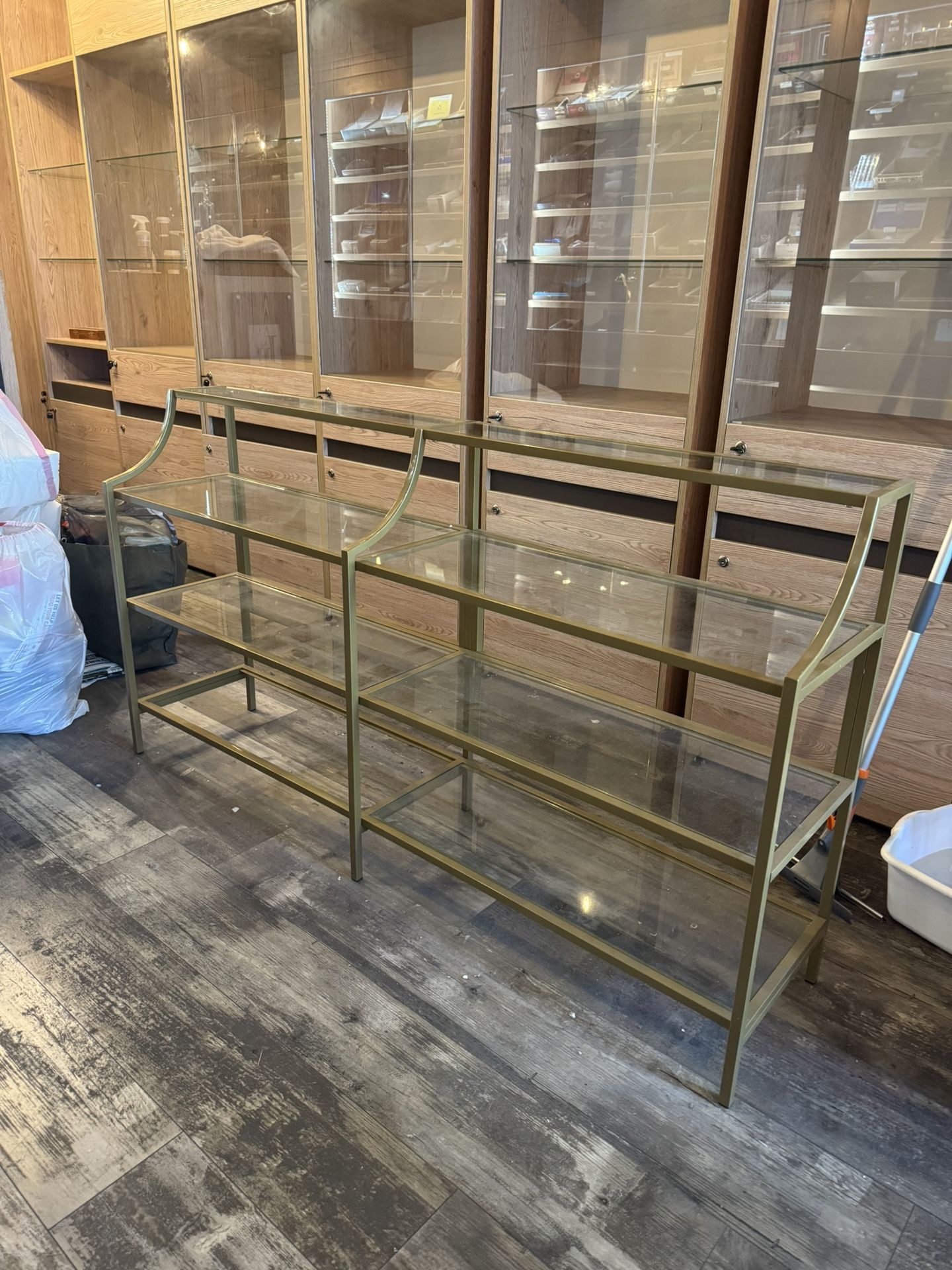 Modern Gold + Glass Console Table – Excellent Condition