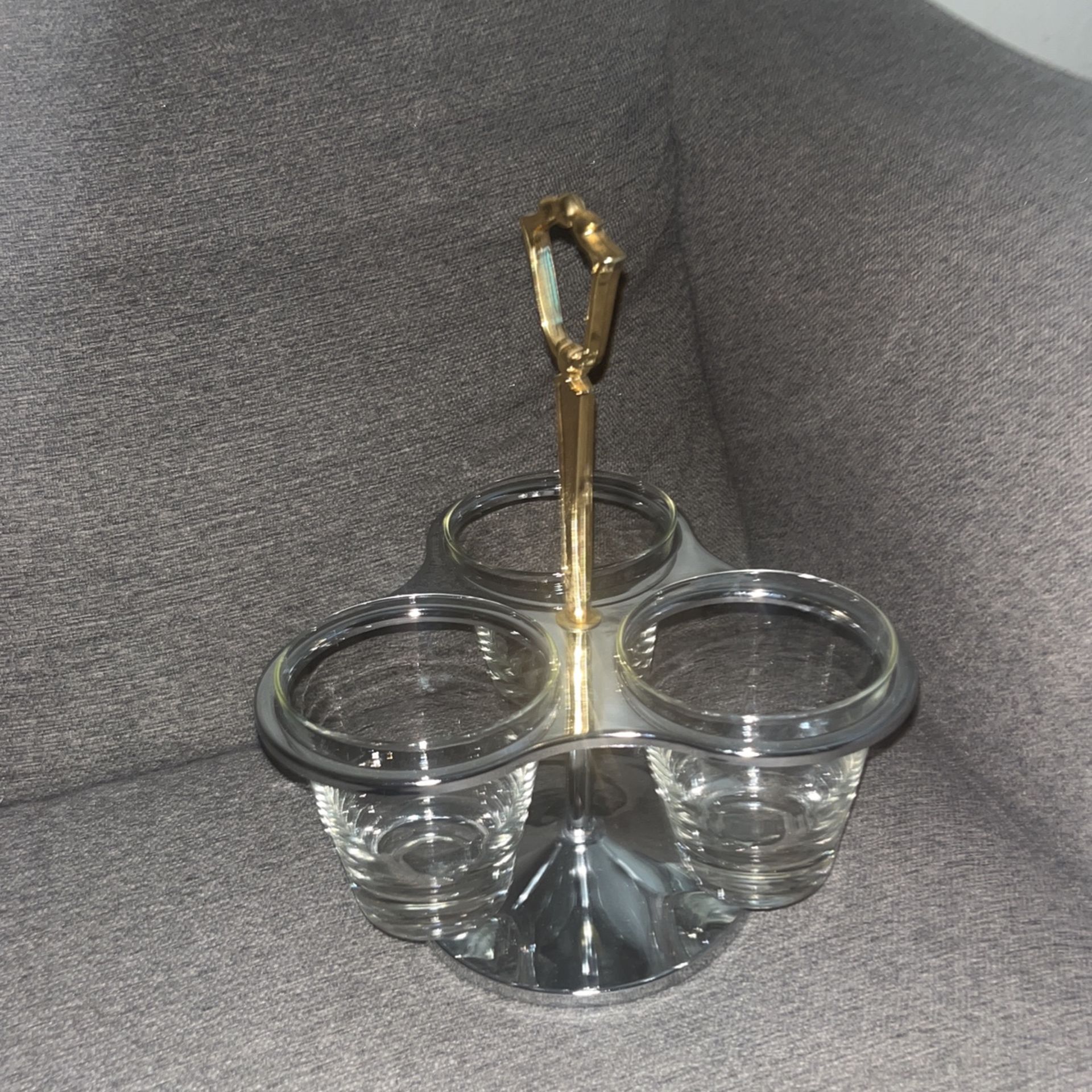Vintage KROMEX 3 Piece Condiment Drink Caddy Revolving Lazy Susan