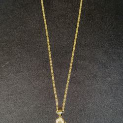 14kt Chain And San Judas Pendent Set
