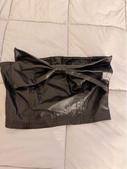 Black leather bow shirt