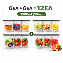 (12pc)Reusable Silicone Food Storage Bags _ 50oz Leakproof Freezer Microwave safe