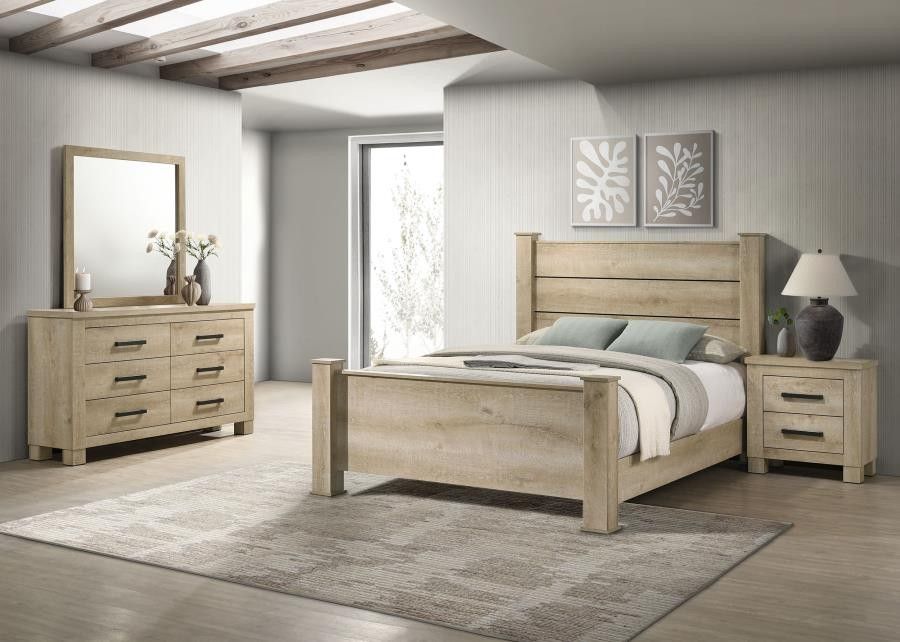 Four Piece Modern Queen Bedroom Set Queen Bed Frame Dresser Mirror And Night Stand On Sale Now
