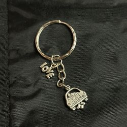 keychain with just married and Love hanging charms
