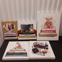 Luxury Designer Fashion Canvas Wall Art lot of 5