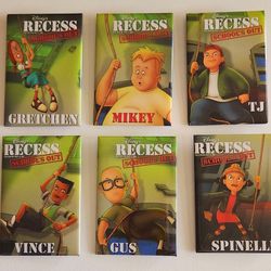 6 Disney's Recess School's Out Movie Theater Promo Pin Badges Buttons Excellent 