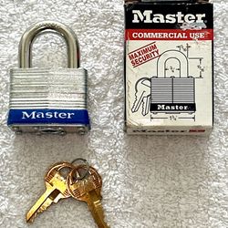 Master Lock Maximum Security Commercial Grade-Padlock-#1 with Two Keys-New in Box. 