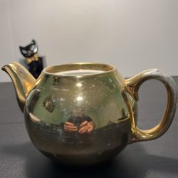 Royal Worcester Vintage 1950s Small Fireproof Evesham Gold Lustre Teapot England